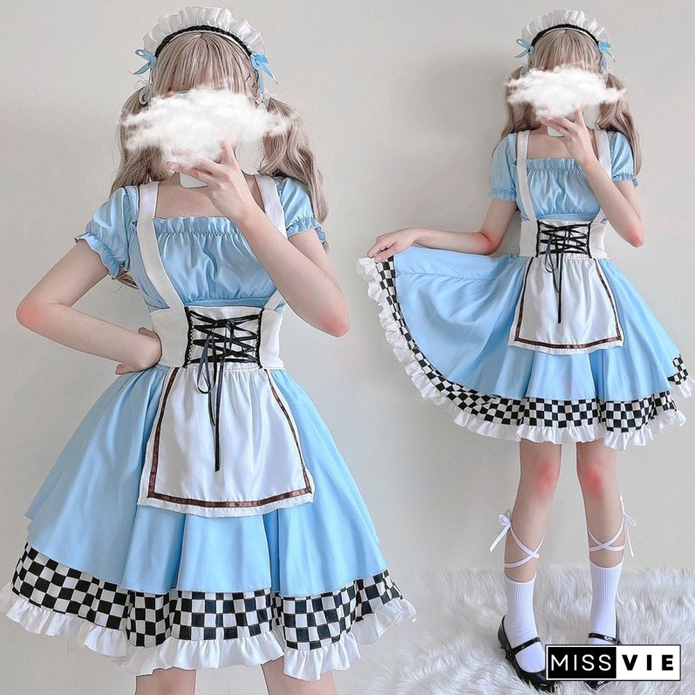 Lace Up Lattice Rulffled Lolita Dress