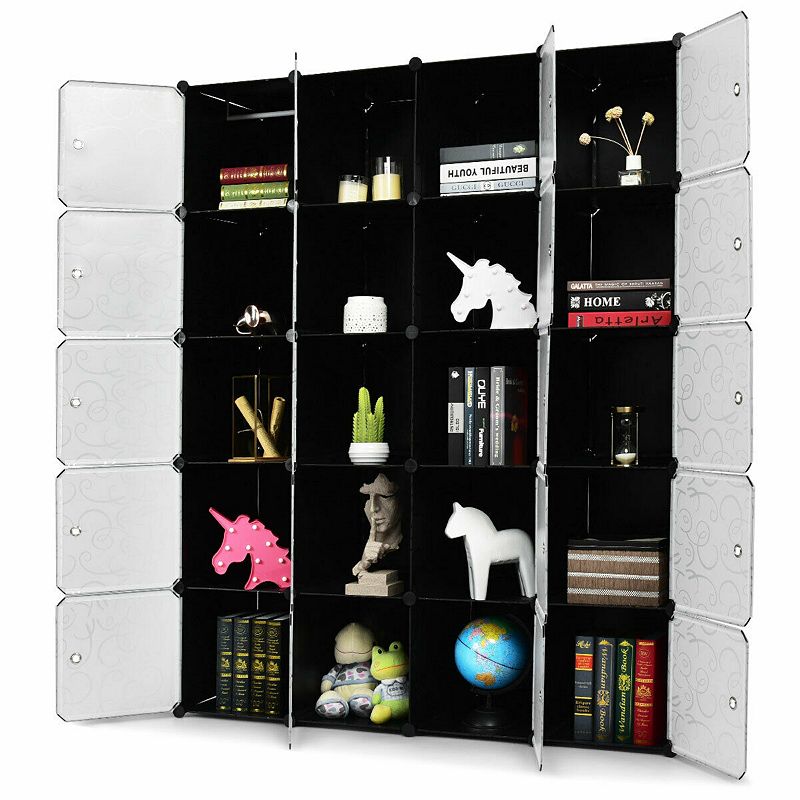 20-Cube DIY Plastic Cube Storage Organizer with Doors