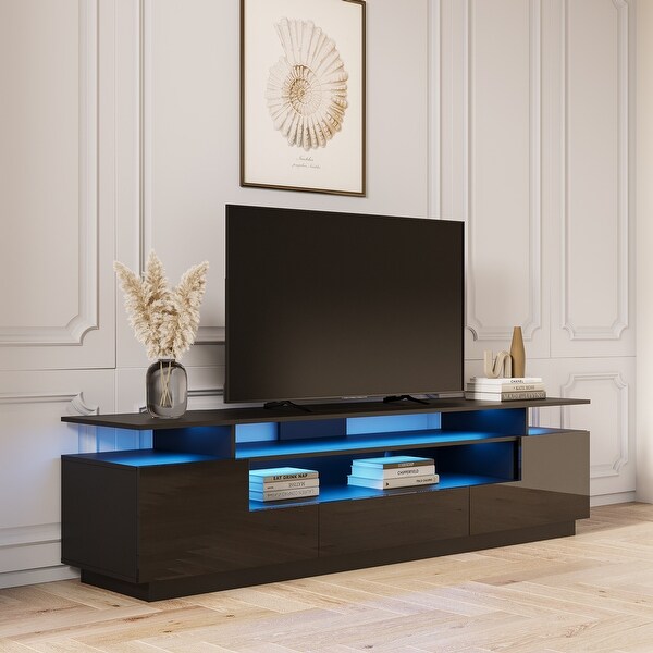 Modern TV Stand， 20 Colors LED TV Stand w/Remote Control Lights