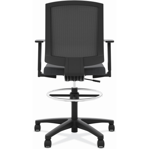 HON VL515 Mid-Back Mesh Task Stool with Fixed Arms， Supports up to 250 lbs.， Black Seat/Black Back， Black Base (VL515LH10)