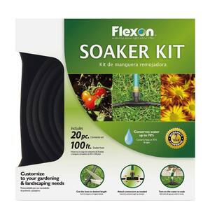 Flexon 38 in. Dia x 100 ft. 20-Piece Garden Soaker Hose Kit WS100KITCN