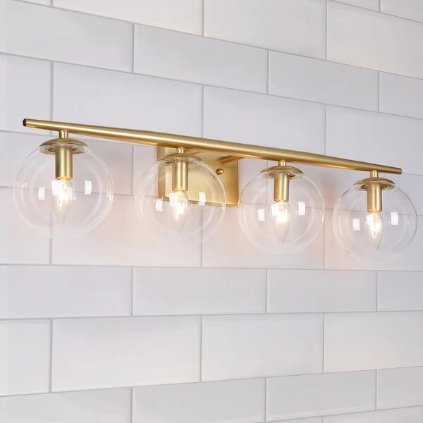 Modern Gold 4/ 3-light Bathroom Vanity Lights Glass Globe Wall Sconces