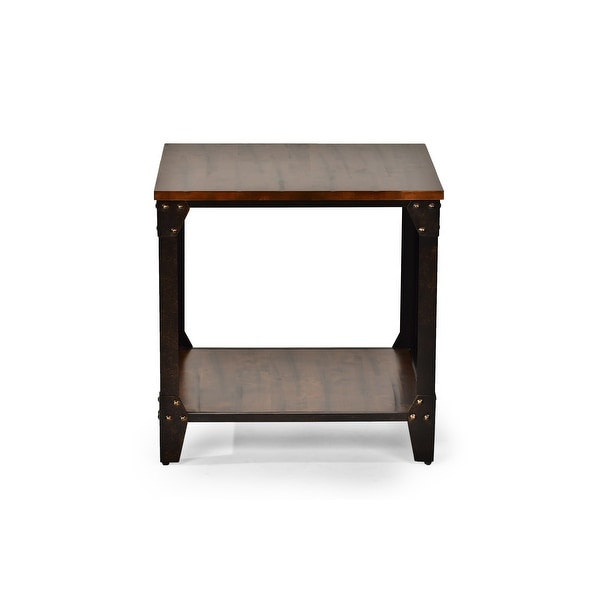 Carbon Loft Fischer Solid Wood and Iron Rustic Square End Table