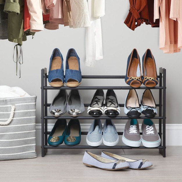 Mdesign Metal 3 Tier Adjustable expandable Shoe And Boot Rack