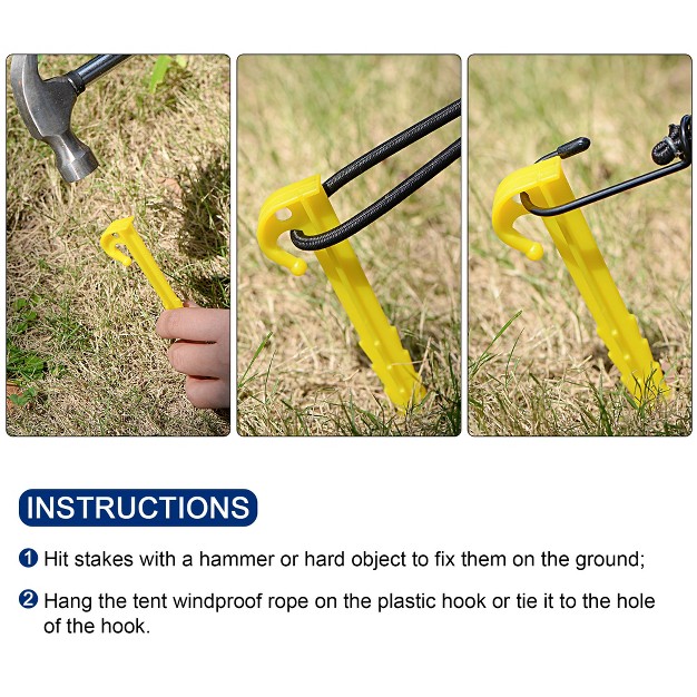 Unique Bargains Plastic Ground Pegs Serrated Edges With Hook For Outdoor