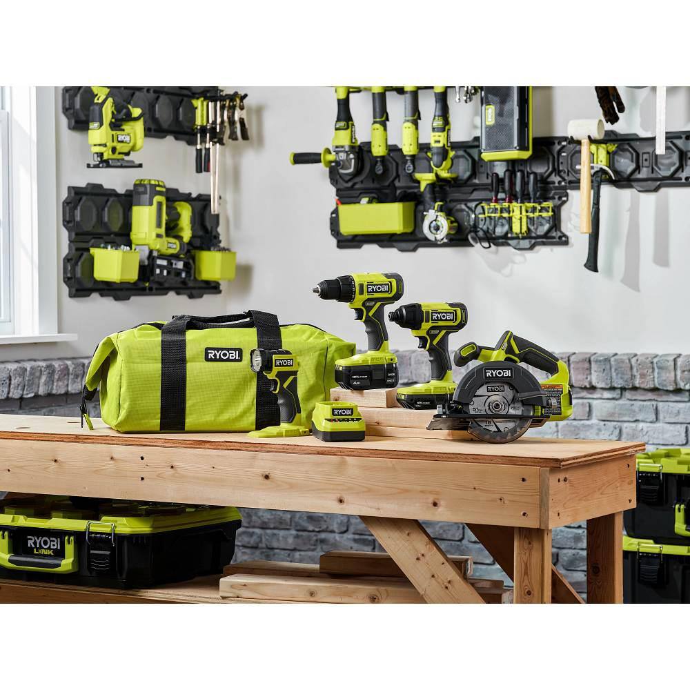 RYOBI ONE+ 18V Cordless 4-Tool Combo Kit with 1.5 Ah Battery 4.0 Ah Battery Charger and FREE 2.0 Ah Battery (2-Pack) PCL1400K2-PBP2006