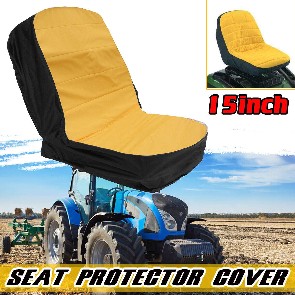 Universal Lawn Mower Tractor Seat Cover Padded Comfort Pad Storage Pouch