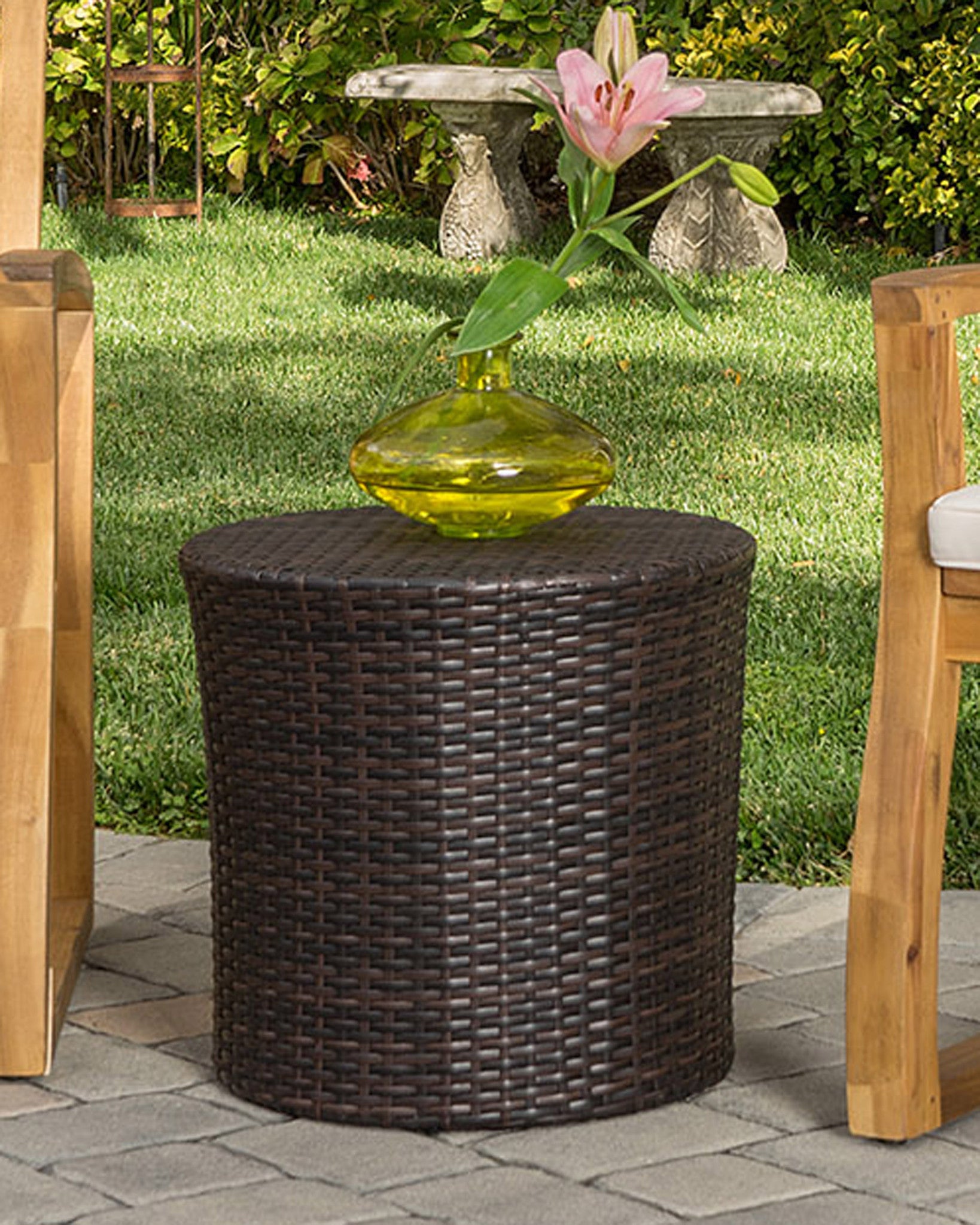 Malibu Outdoor Acacia Wood 3 Piece Chat Set with Wicker Table