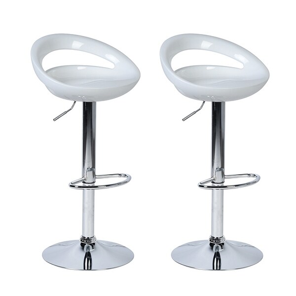 Ergonomic Streamlined Kitchen Island Stools Set of 2 Abs Counter Height Bar Chairs with Footrest Chrome Base for Island Bar