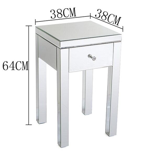 Modern 1 Drawer Mirrored Nightstand Bedside Table - - 33168075