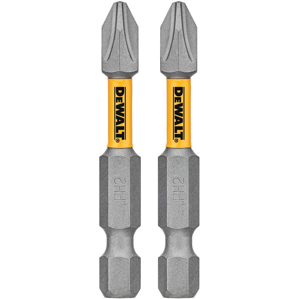 DW MAXFIT Impact Rated 2 in. #2 Philips Steel Screwdriver Drill Bit (2-Piece) DWA2PH2MF2