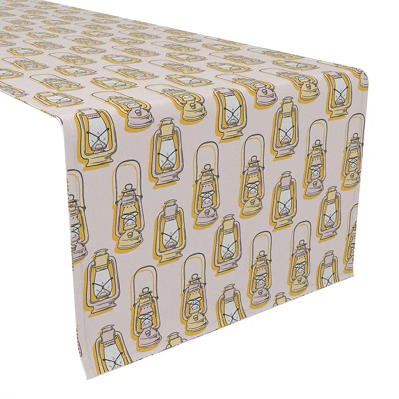 Table Runner， 100% Polyester， 12x72， Camping Lanterns