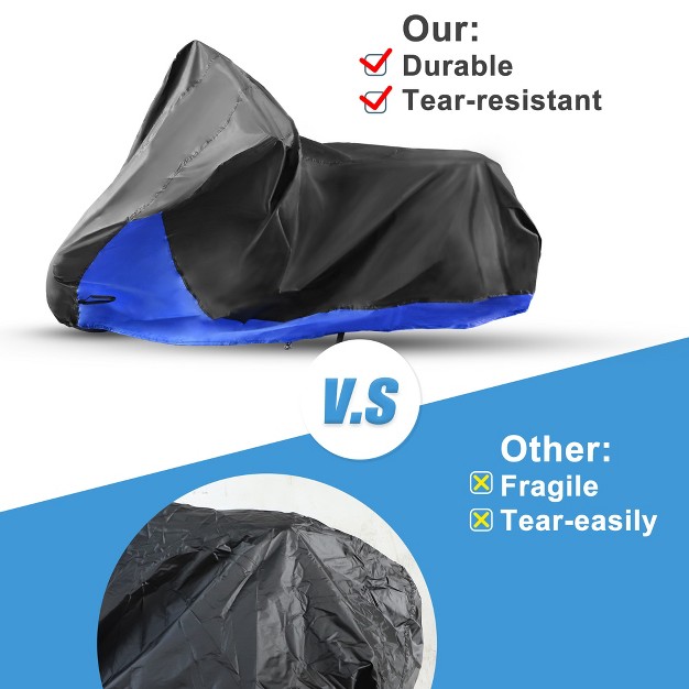 Unique Bargains Universal Waterproof 210d Outdoor 2 In 1 Motorcycle Cover Xxl Black Blue 1 Pc