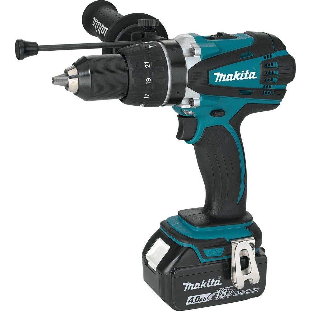 Makita 18V LXT Lithium-Ion 12 in. Cordless Hammer DriverDrill Kit with (2) Batteries (4.0 Ah) Charger and Hard Case XPH03MB