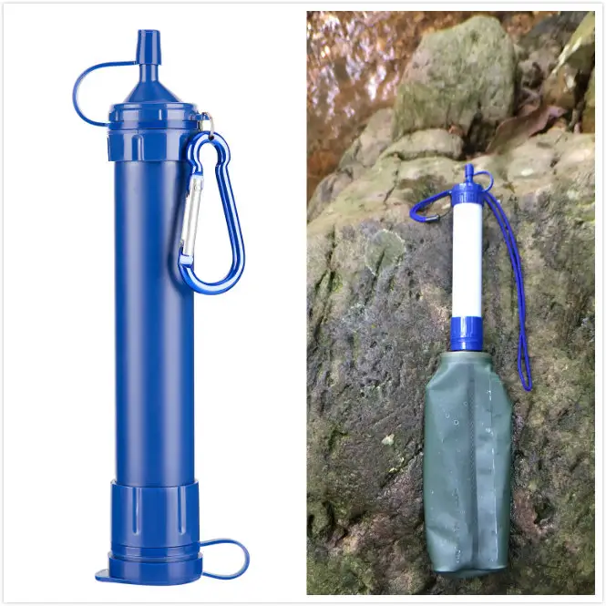 Portable 0.01 micron water filtration straw outdoor survival camping hiking personal water filter straw