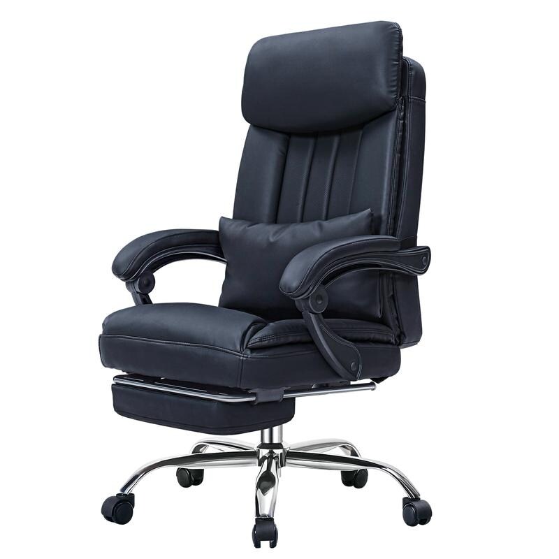 Executive Office Chair PU Leather Swivel Desk Chairs  Adjustable Height Reclining Chair with Padded Armrest and Footrest