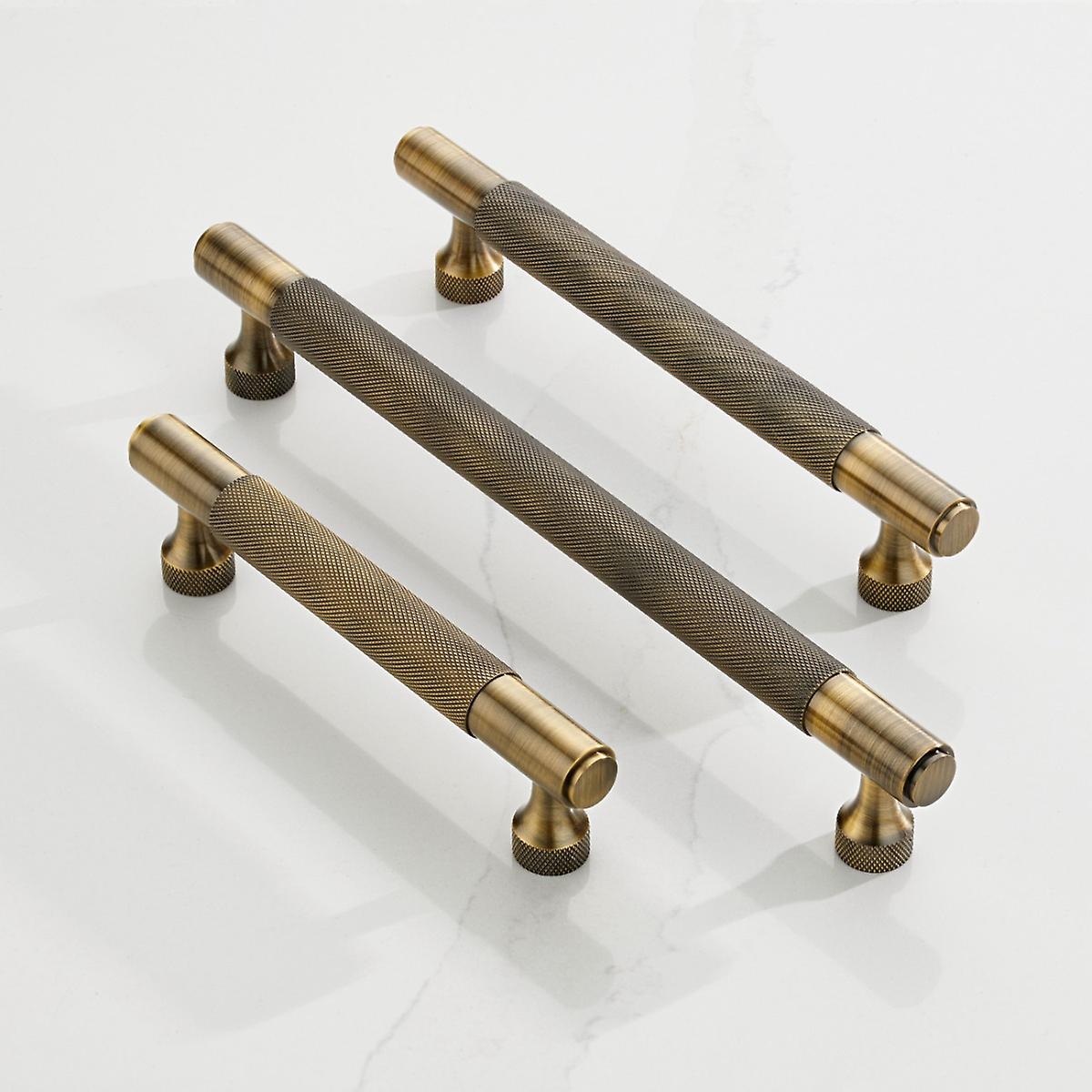 Brass Bar Handle - Antique Gold - Hole Centre 224mm - Knurled