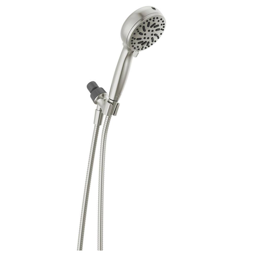 Delta 6-Spray Patterns 1.75 GPM 4.5 in. Wall Mount Handheld Shower Head in Spotshield Brushed Nickel 75740SN