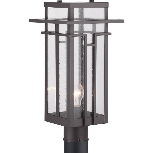 Progress Lighting Boxwood 1 light Outdoor Post Lantern Antique Bronze Clear Seeded Glass Shade