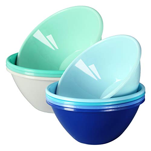 Youngever 32 ounce Plastic Bowls， Large Cereal Bowls， Large Soup Bowls， Microwave Safe， Dishwasher Safe， Set of 9 (9 Coastal Colors)