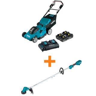 Makita 18-Volt X2 (36V) LXT Cordless 21 in. Self-Propelled Lawn Mower Kit (4 Batteries 5.0Ah) with bonus 13 in. String Trimmer XML11CT1-XRU23Z