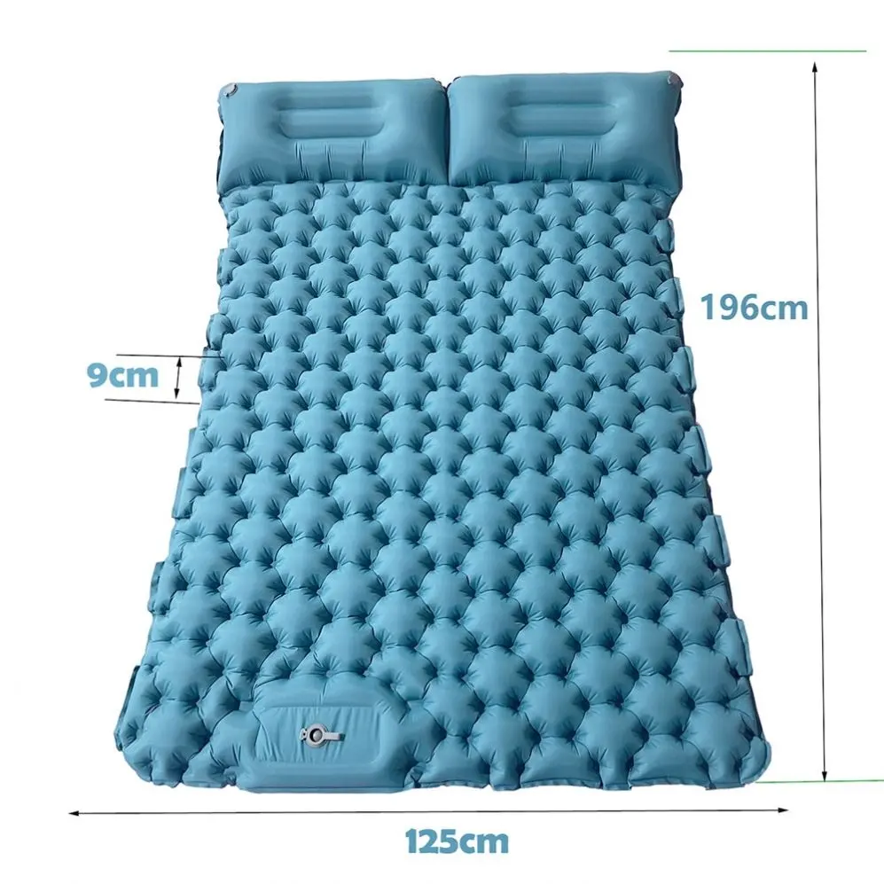 Inflatable Double Sleeping Pad With Pillow 2 Person Camping Mat Air Mattress Ultralight For Tent Outdoor