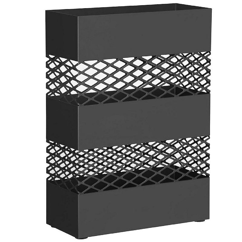 Metal Umbrella Stand， Rectangular Umbrella Holder Rack， with Removable Drip Tray， Lattice Cutouts