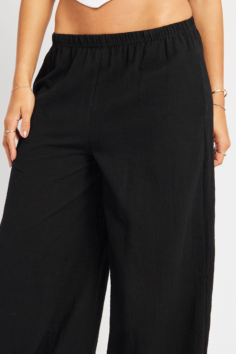 Black Wide Leg Pants High Rise