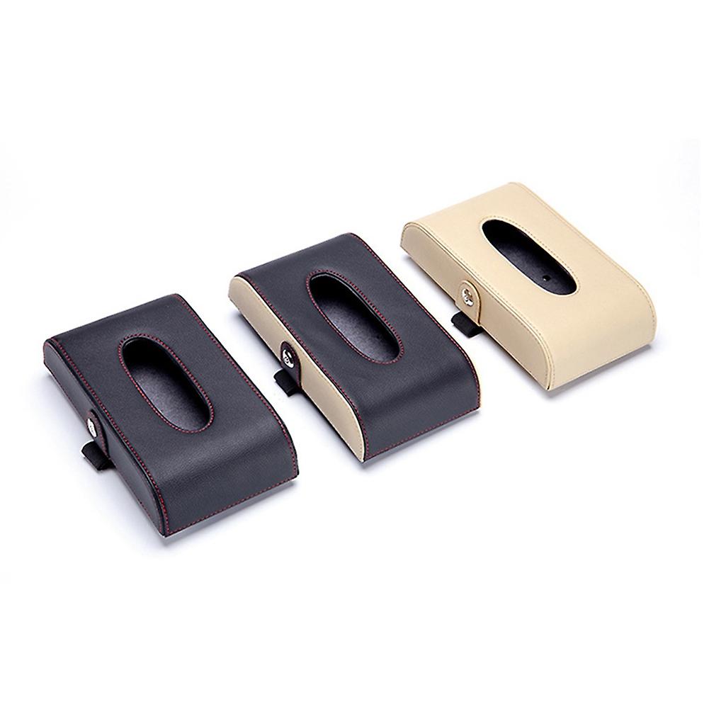 Car Armrest Box Tissue Holder Pu Leather Car Sun Visor Tissue Napkin Storage Case For Car Home Office Black