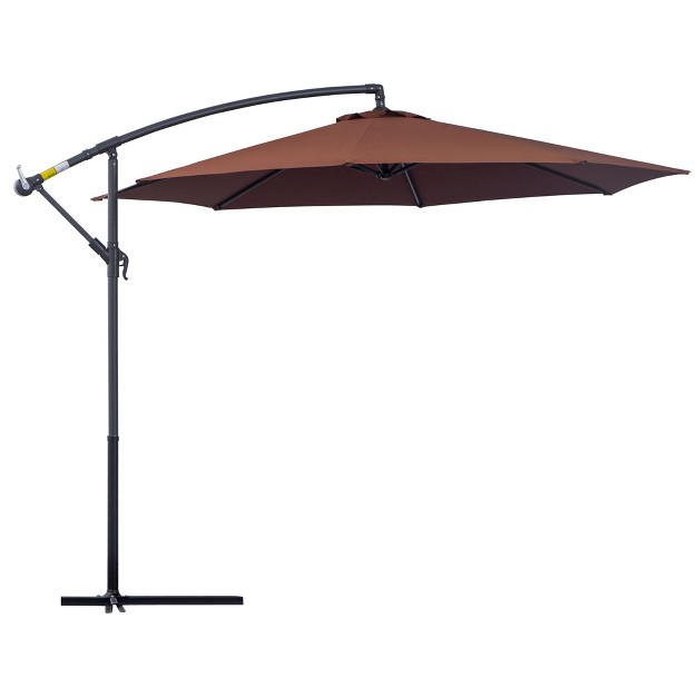 Outsunny 10 x27 Cantilever Hanging Tilt Offset Patio Umbrella With Uv amp Water Fighting Material And A Sturdy Stand