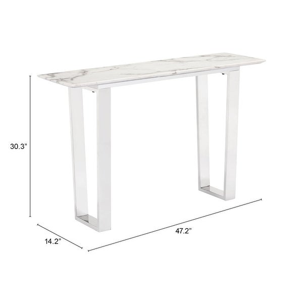 Ben Air Console Table White and Silver - N/A