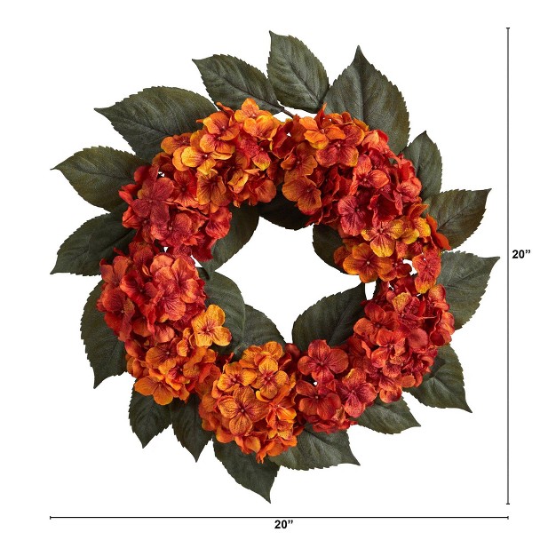 Nearly Natural 20 Autumn Hydrangea Artificial Wreath