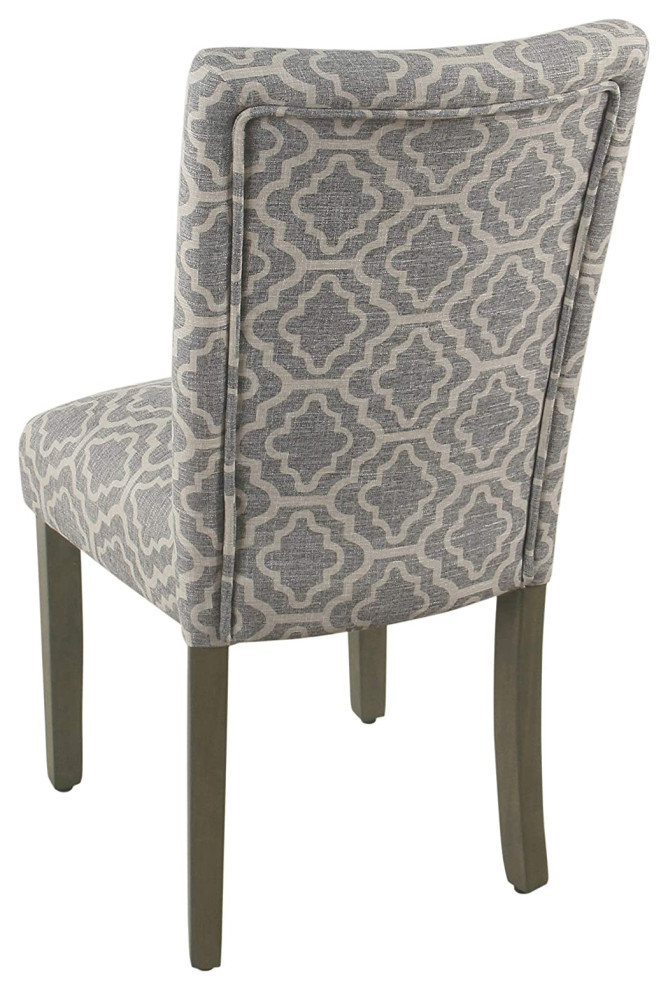 Set of 2 Dining Chair  Wooden legs With Geometric Patterned Seat  Ash Grey   Mediterranean   Dining Chairs   by Declusia  Houzz