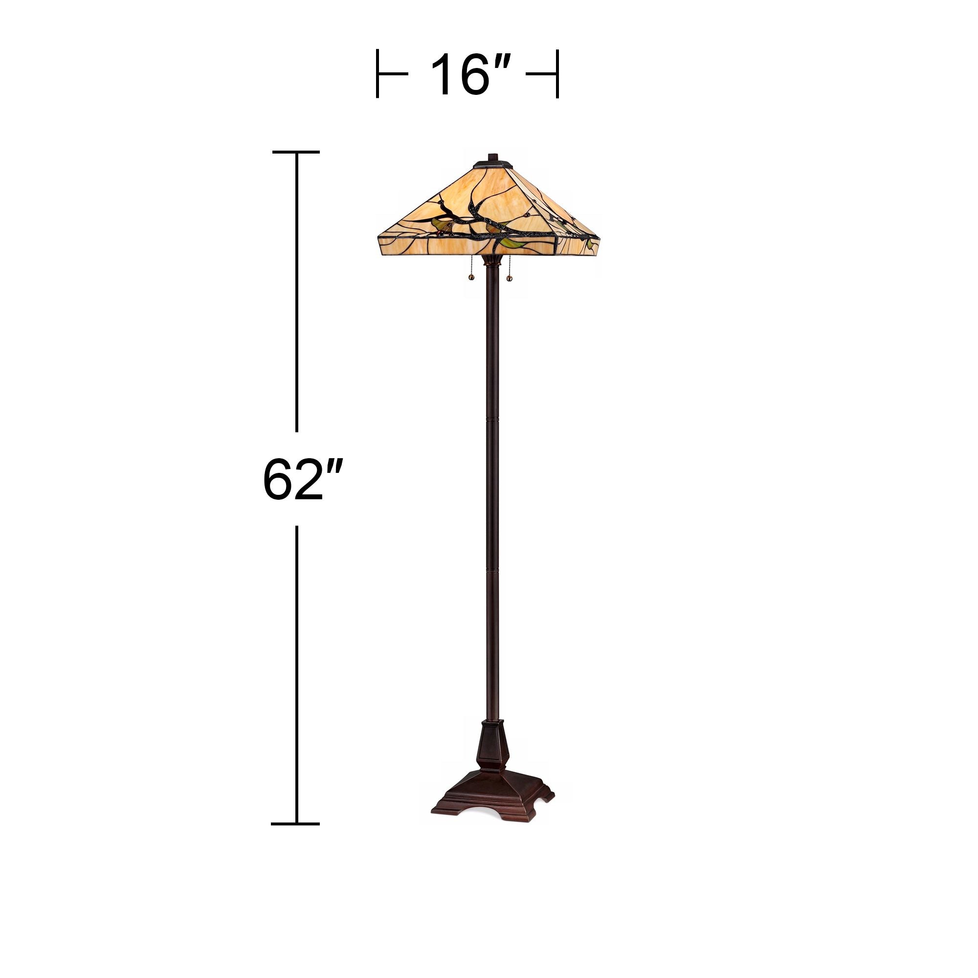 Robert Louis Tiffany Mission Floor Lamp 62" Tall Bronze Handcrafted Tiffany Style Stained Glass for Living Room Reading Bedroom (Colors May Vary)