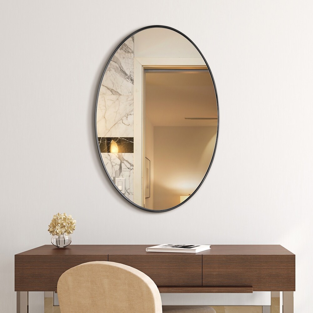 Ultra Stainless Steel Oval Wall Mirror  24\