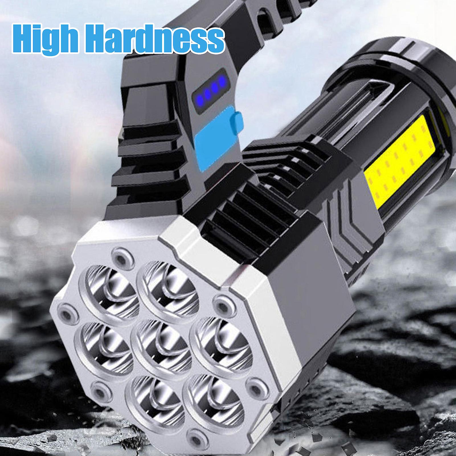 Outdoor Strong Light Flashlight Power Display Usb Rechargeable Life Waterproof Cob Side Light Patrol Handlamp Fishing Lamp No.228263