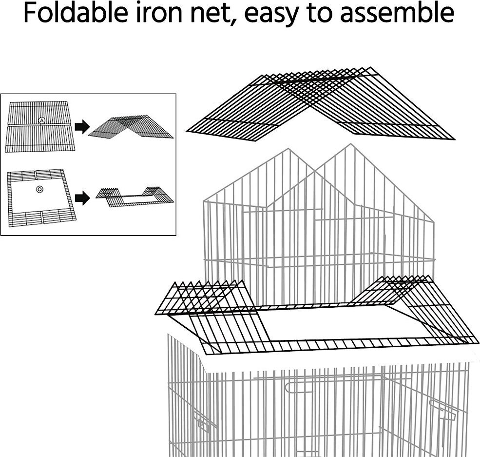 Yaheetech 55-in Triple Roof Rolling Bird Cage， Black