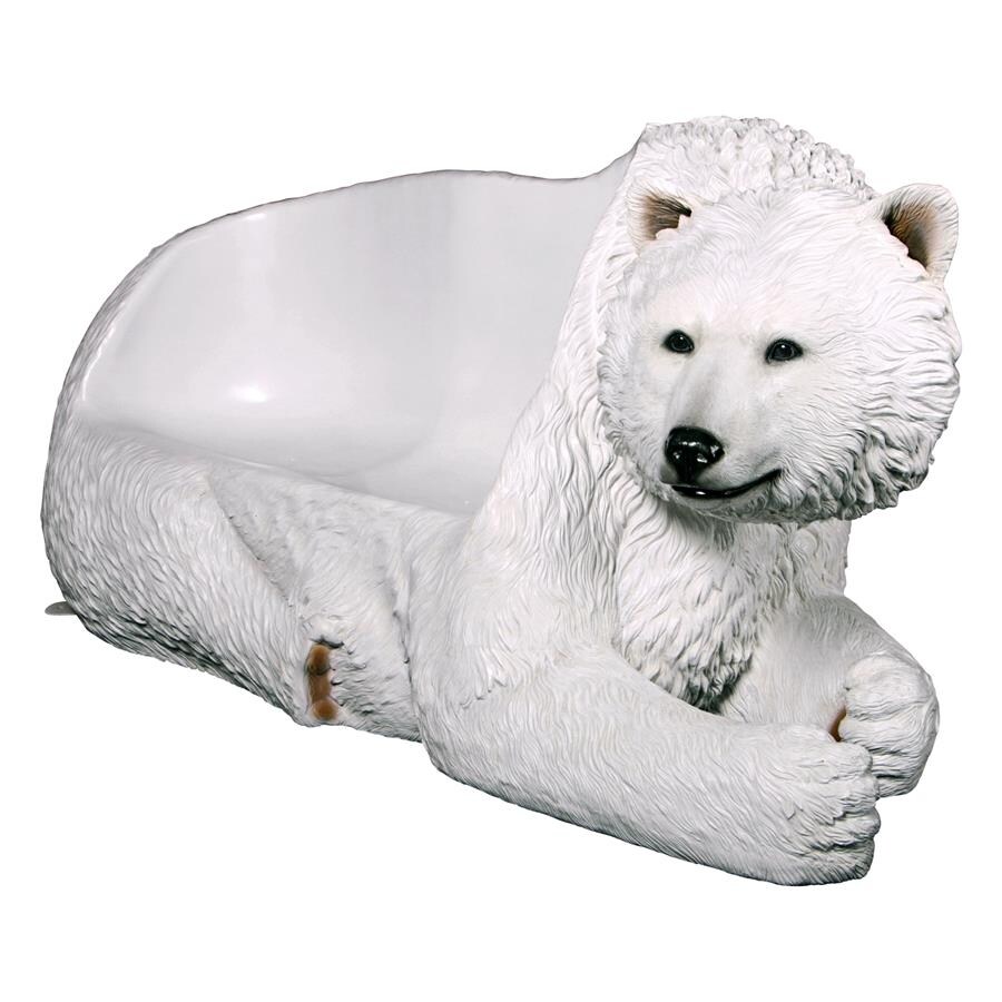 Design Toscano Winter Polar Bear Bench Christmas Sculpture