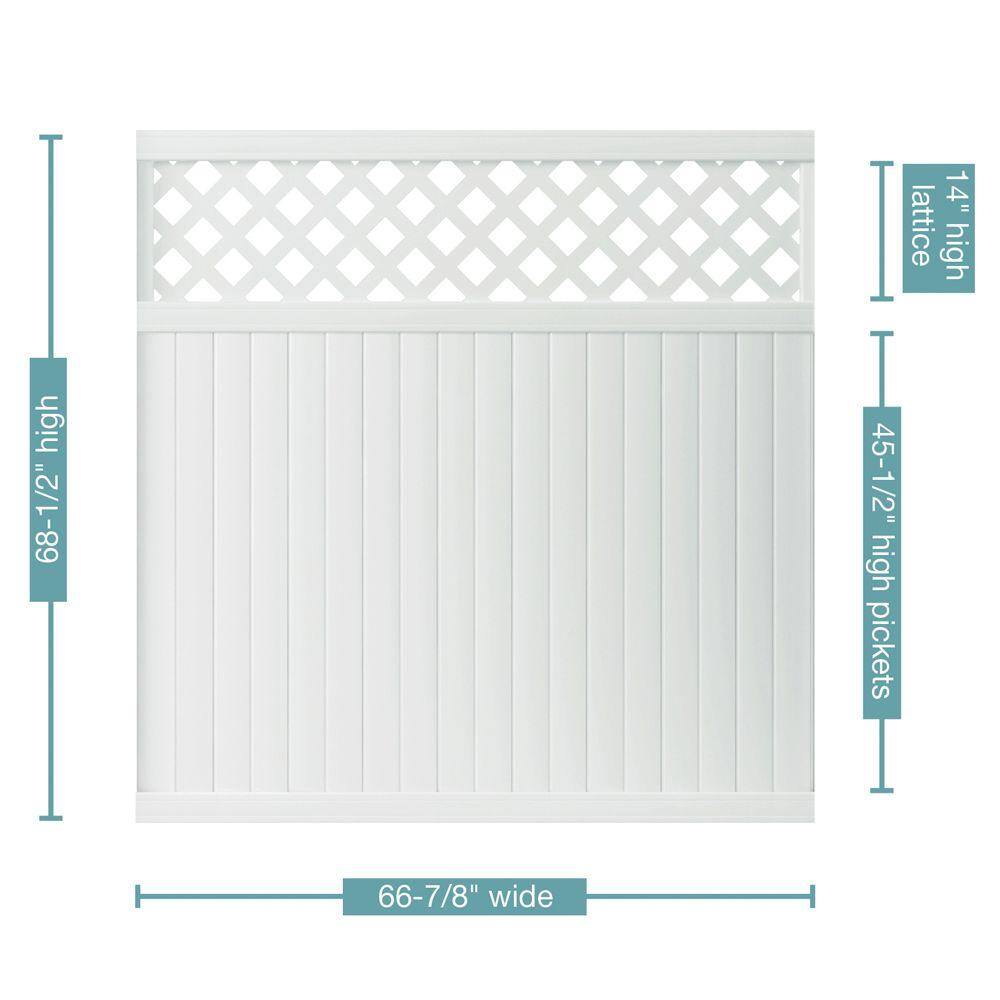 Veranda Lewiston 6 ft. H x 6 ft. W White Vinyl Lattice Top Fence Panel 128011