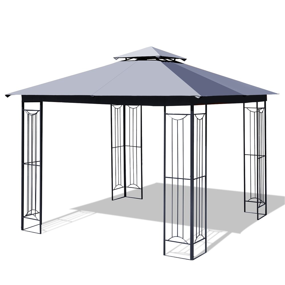 Costway 10' x 10' Patio Canopy Gazebo Outdoor 2 Tier Steel Tent