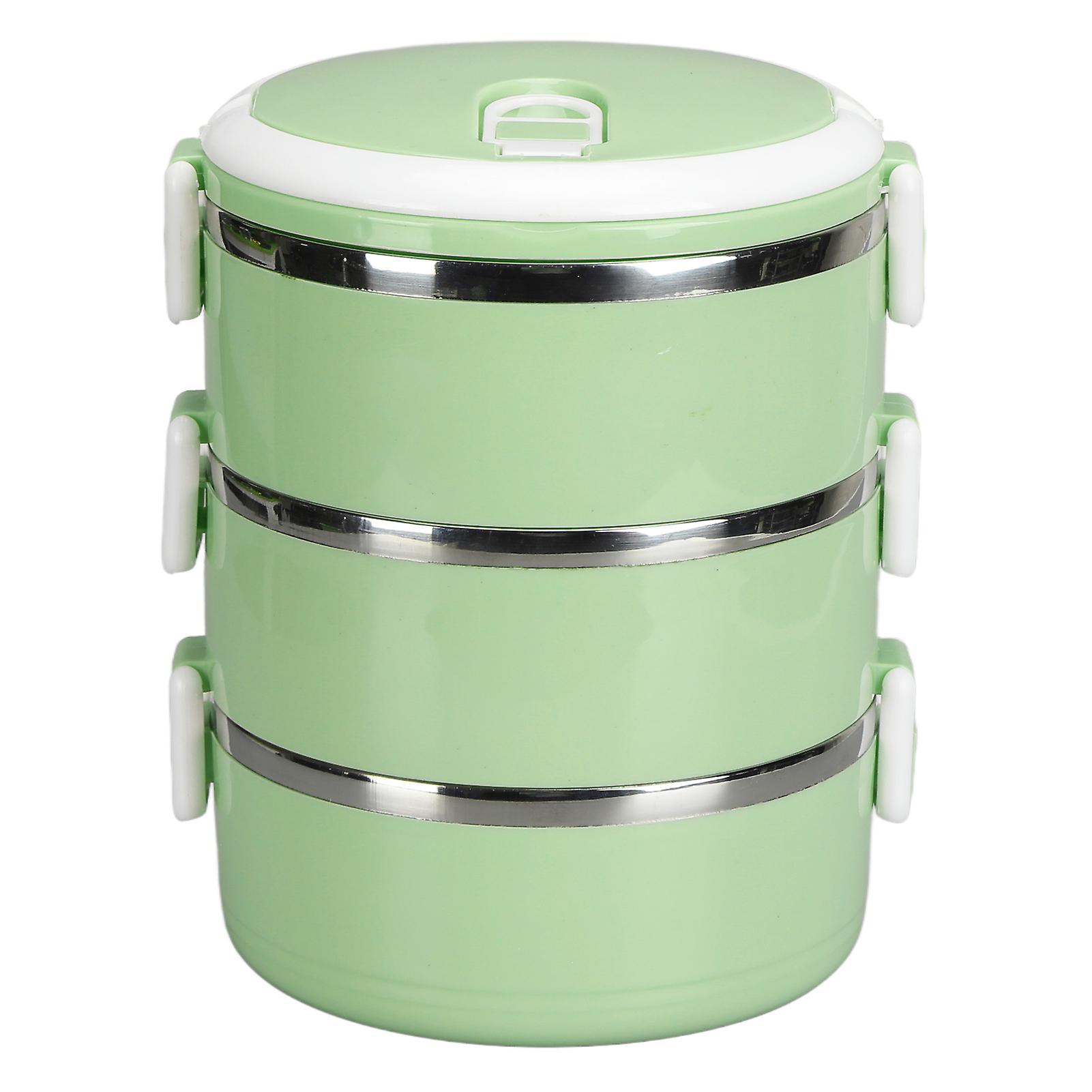 Portable 304 Stainless Steel Bento Lunch Box Thermal Cylinder Lunch Container Food Storage Containers For School Office Outdoorthree Layers Nordic Gre