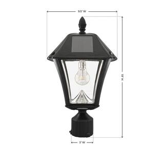 GAMA SONIC Baytown II Bulb 1-Light Black LED Outdoor Solar Post Light with Wall Sconce and Pier Base Mount Options GS-105B-FPW