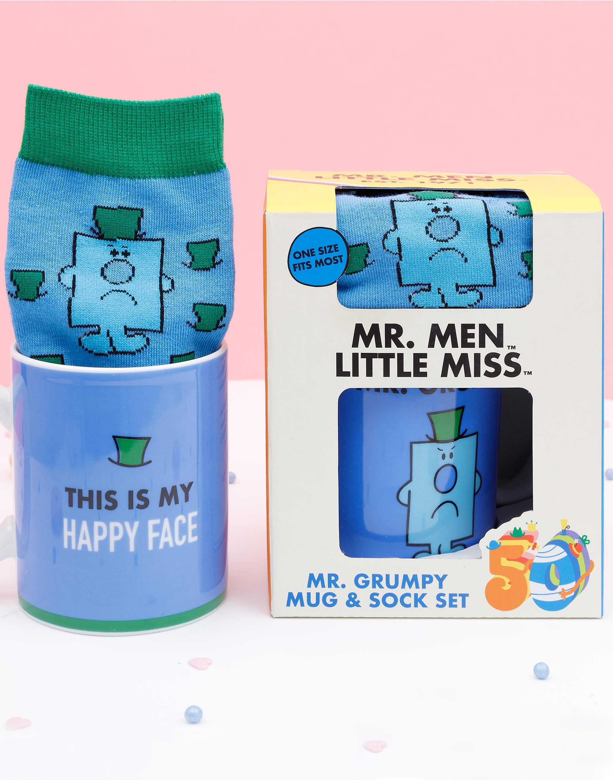 Mr. Men Mens Mug and Sock Gift Set Blue Mr Grumpy - One Size