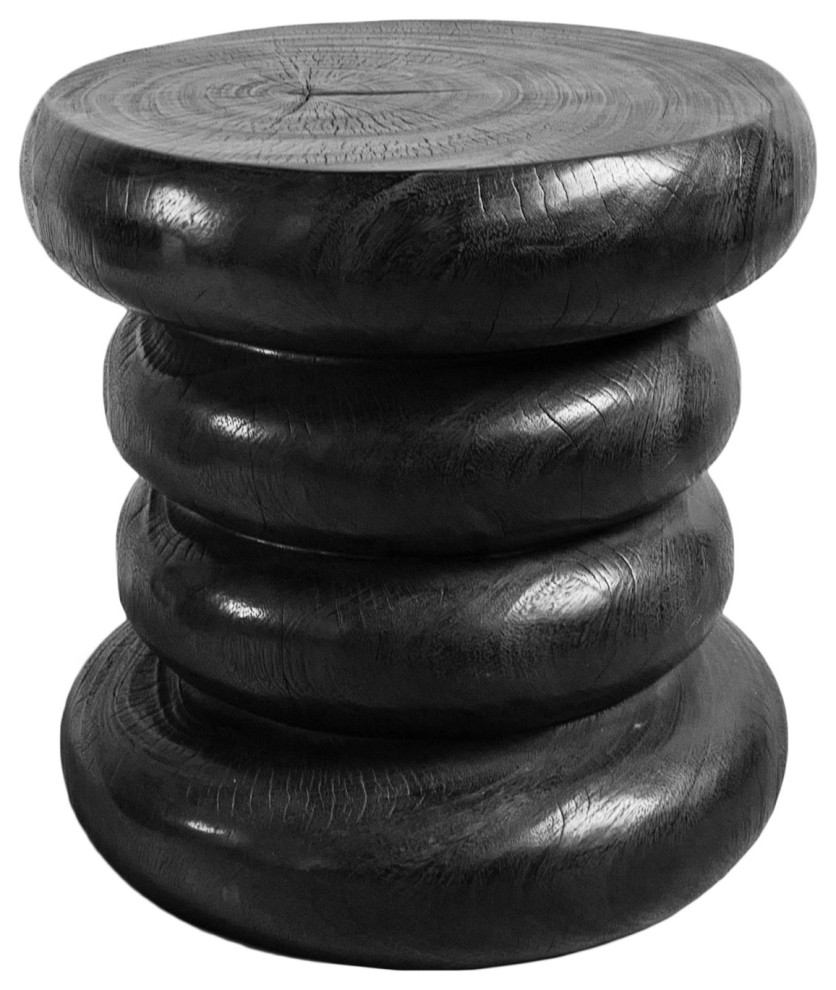 Black Stacked Ring Stool Table   Rustic   Side Tables And End Tables   by Design Mix Furniture  Houzz