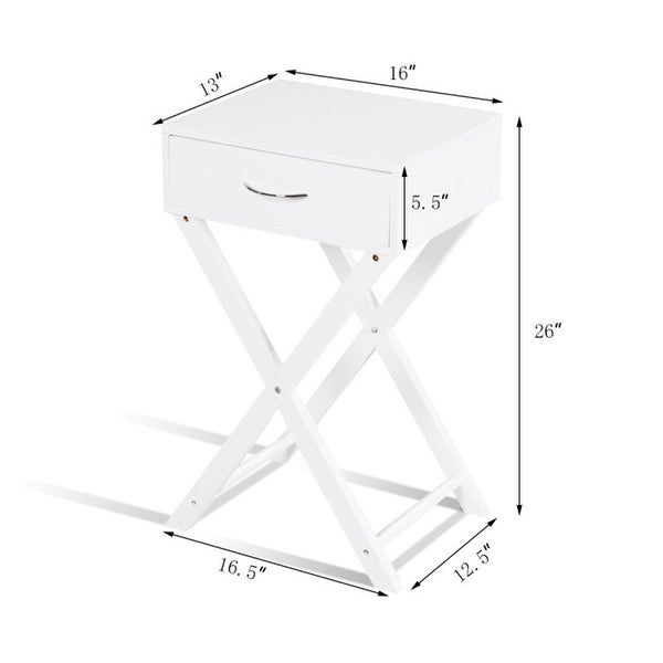 Design Sofa Side Table with X Shape Drawer for Living Room Bedroom