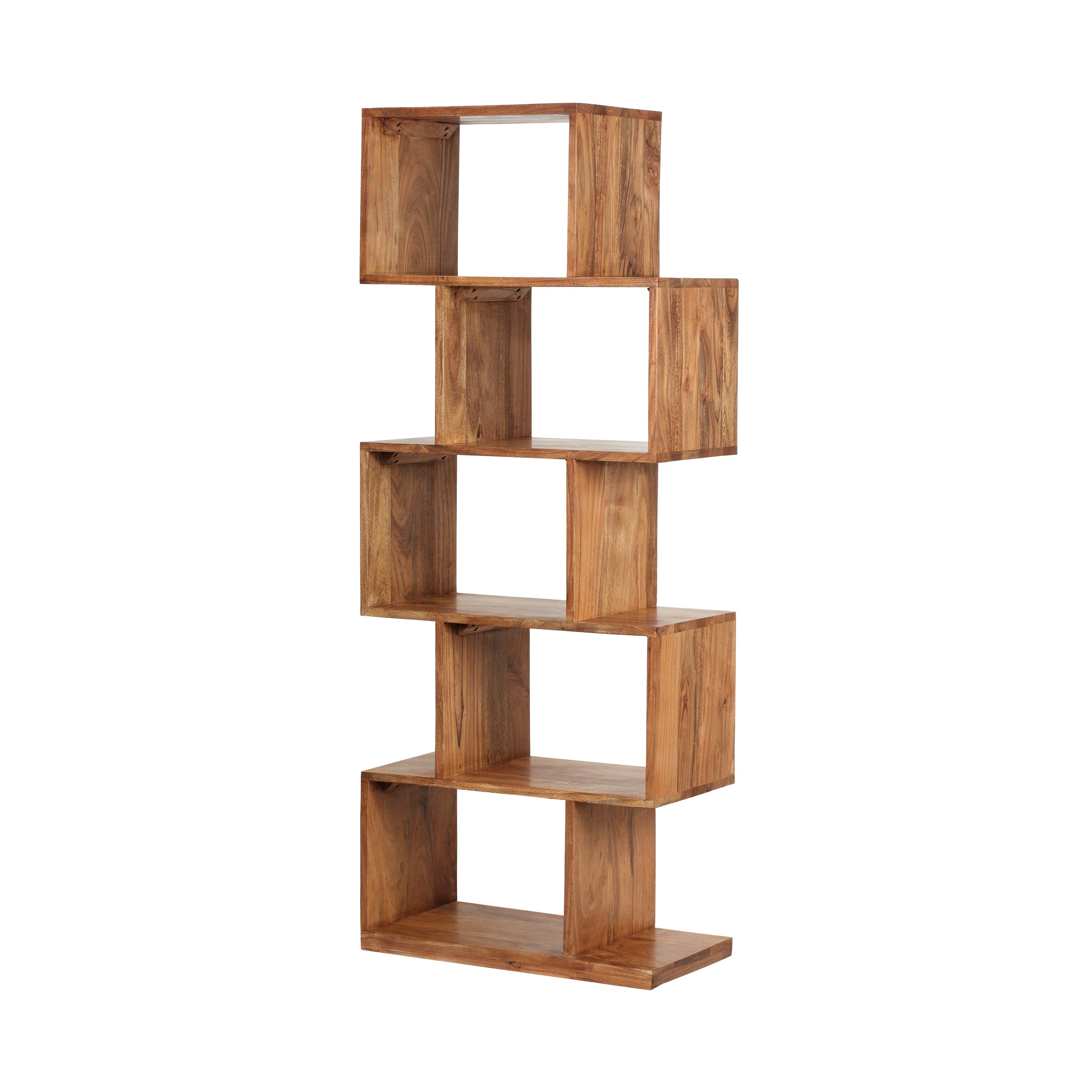 Hilldale Handcrafted Boho 5 Shelf Acacia Wood Etagere Bookcase