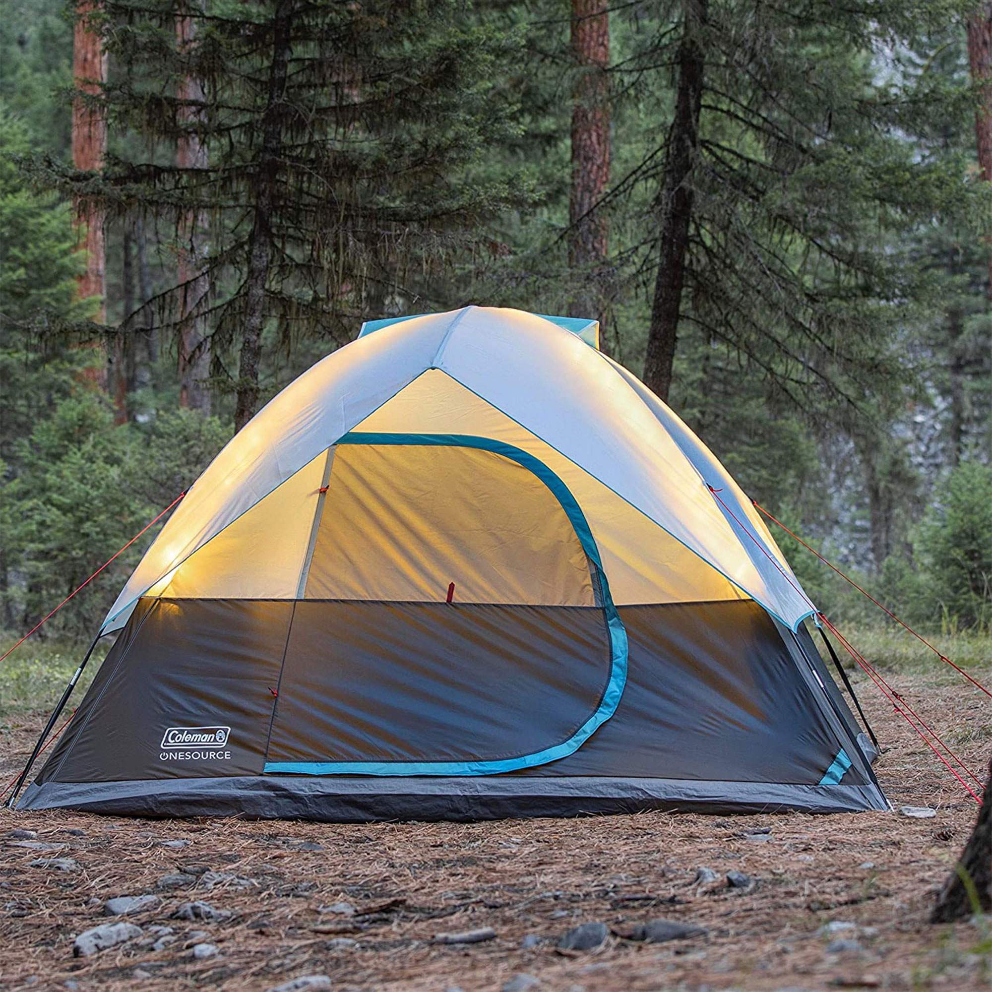 Coleman OneSource 6 Person Camping Dome Tent with Airflow and LED Lighting