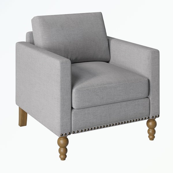 Linen Armchair Accent Chair with Wooden Legs