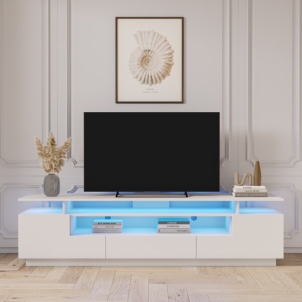 Modern TV Stand， 20 Colors LED TV Stand w/Remote Control Lights