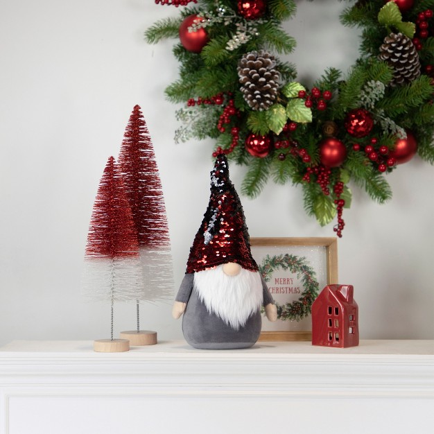 Standing Gnome Christmas Decoration With Red Flip Sequin Hat